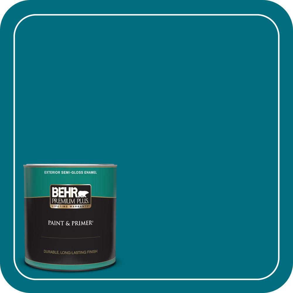 BEHR PREMIUM PLUS 1 qt. #MQ4-54 Coastal Jetty Semi-Gloss Enamel Exterior Paint & Primer