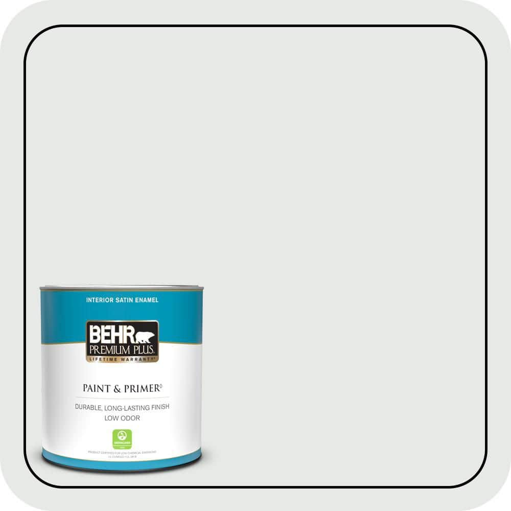 BEHR PREMIUM PLUS 1 qt. #PWN-44 Bay Breeze Satin Enamel Low Odor Interior Paint & Primer
