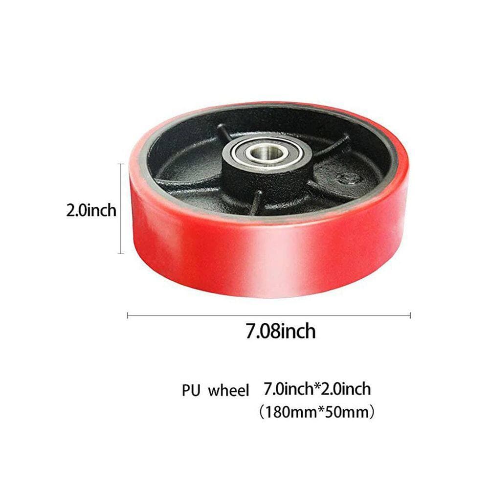 TORY CARRIER 2-Pieces 7 in. x 2 in. Manual Pallet Jack Truck PU Material Wheels A Pair with ID 0.78 in. Sealed Precision Bearings (3)