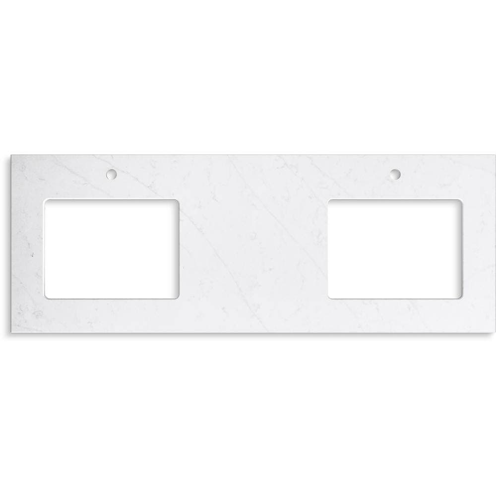KOHLER Silestone 61 in. W x 22.4375 in. D Quartz Double Rectangle Cutouts with Vanity Top in Eternal Statuario (3)