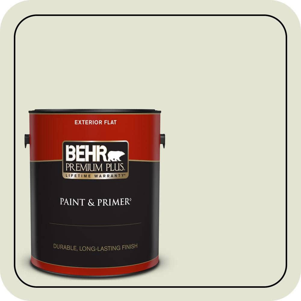 BEHR PREMIUM PLUS 1 gal. #S360-1 Yoga Daze Flat Exterior Paint & Primer