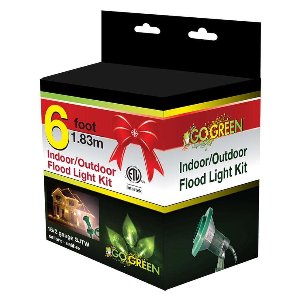 GoGreen Power 6 ft. 18/2 Grounded Indoor/Outdoor Floodlight Holder (2)