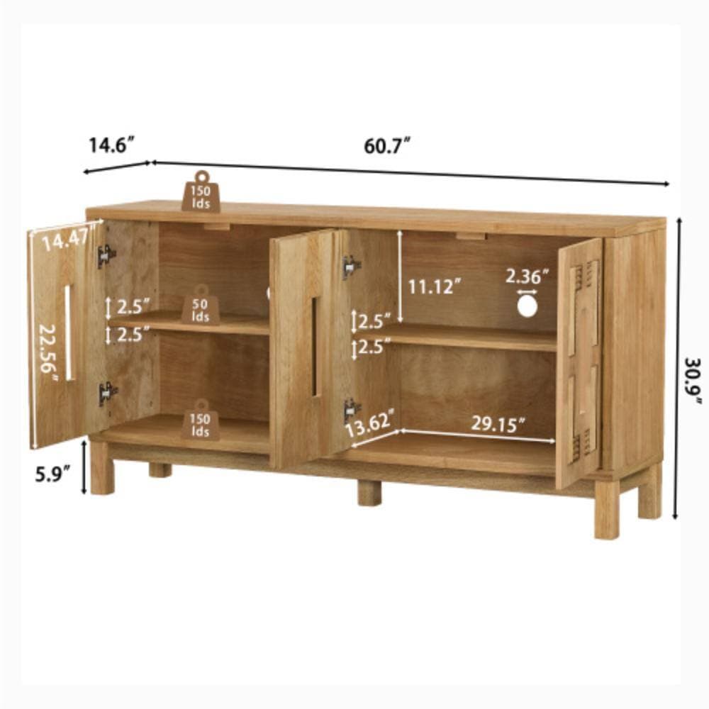 Unbranded 60.7 in. W x 14.6 in. D x 30.9 in. H Bathroom Brown Linen Cabinet (2)