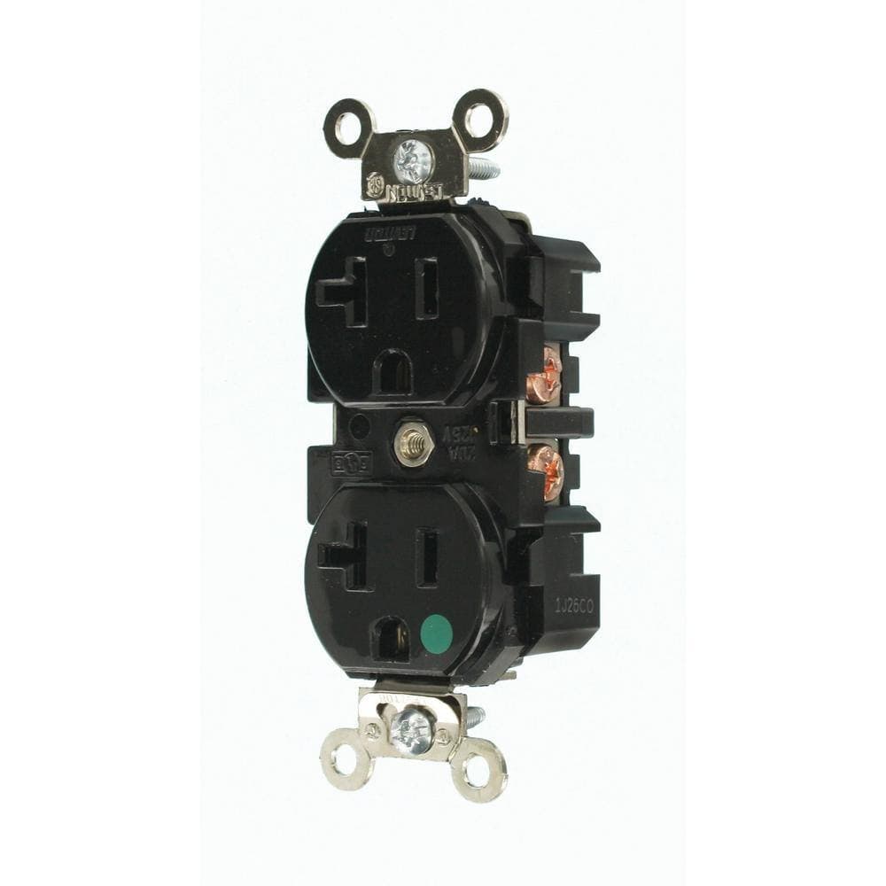 Leviton 20 Amp 125 V Hospital Grade Duplex Outlet/Receptacle, Black (1-Pack) 8300-E (3)