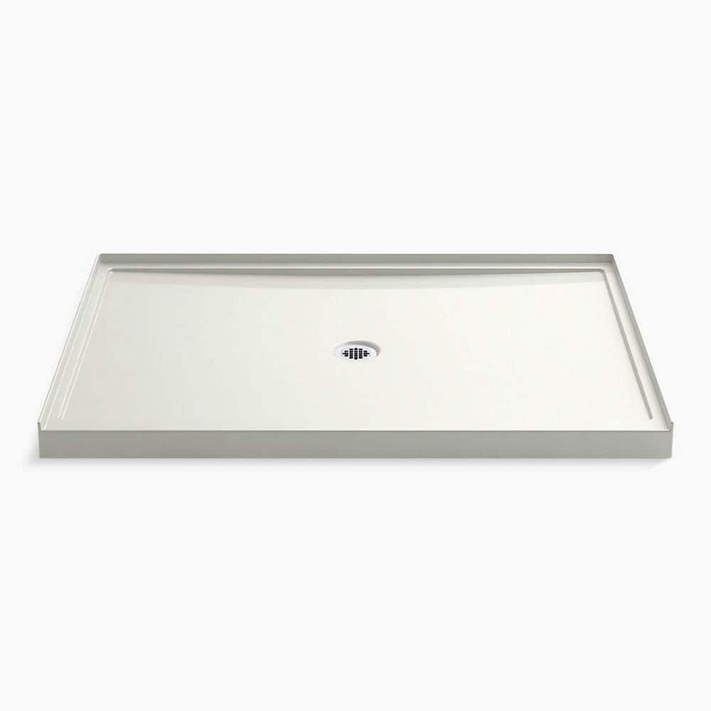 KOHLER Rely 60 in. L x 42 in. W Alcove Shower Pan Base with Center Drain in Dune