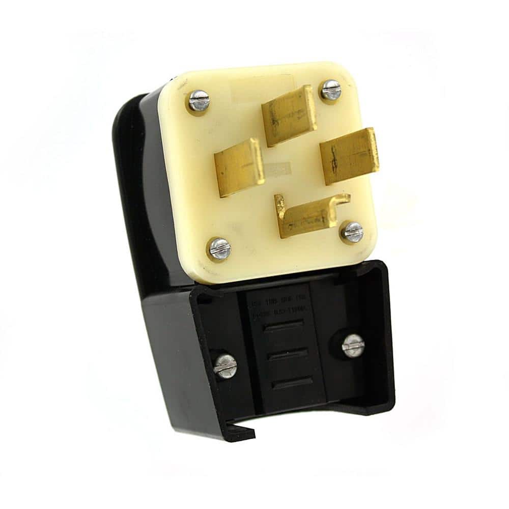 Leviton 30 Amp 120/208-Volt 3-Phase Straight Blade Non-Grounding Plug, Black/White 8332-P (1)