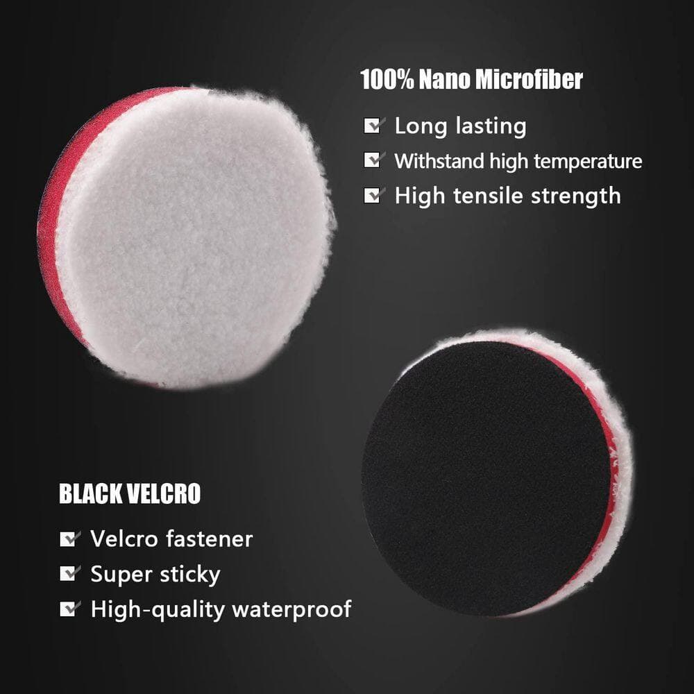 LAIFUCAM 3 Inch Foam Wool Polishing Pads Kit with Hook and Loop for Car Polisher Waxing Buffing (20pcs Pack) (3)