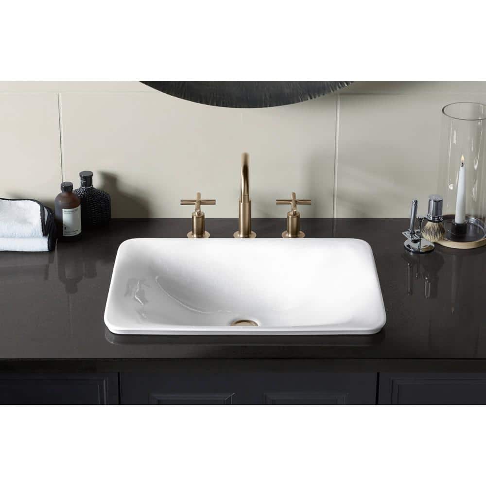 KOHLER Sartorial 14.6 in. x 21.13 in. Drop-In Bathroom Sink in Herringbone Vitreous China (1)