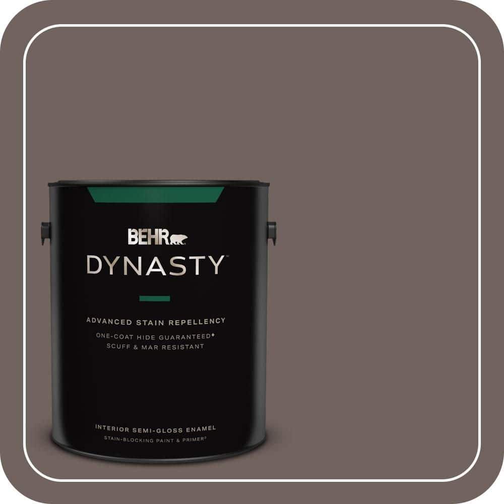 BEHR DYNASTY 1 gal. #N140-6 Wright Brown One-Coat Hide Semi-Gloss Enamel Interior Stain-Blocking Paint & Primer