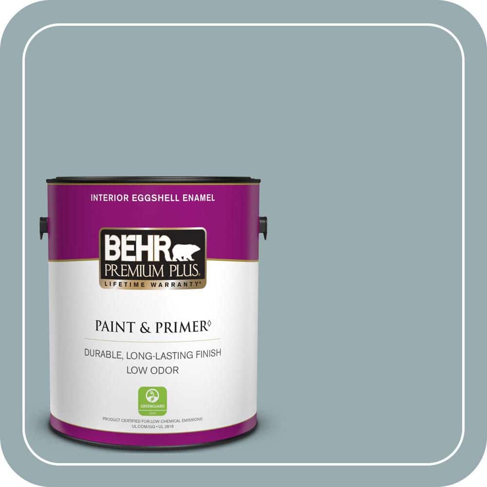 BEHR PREMIUM PLUS 1 gal. #BXC-28 Bucolic Blue Eggshell Enamel Low Odor Interior Paint & Primer (1)