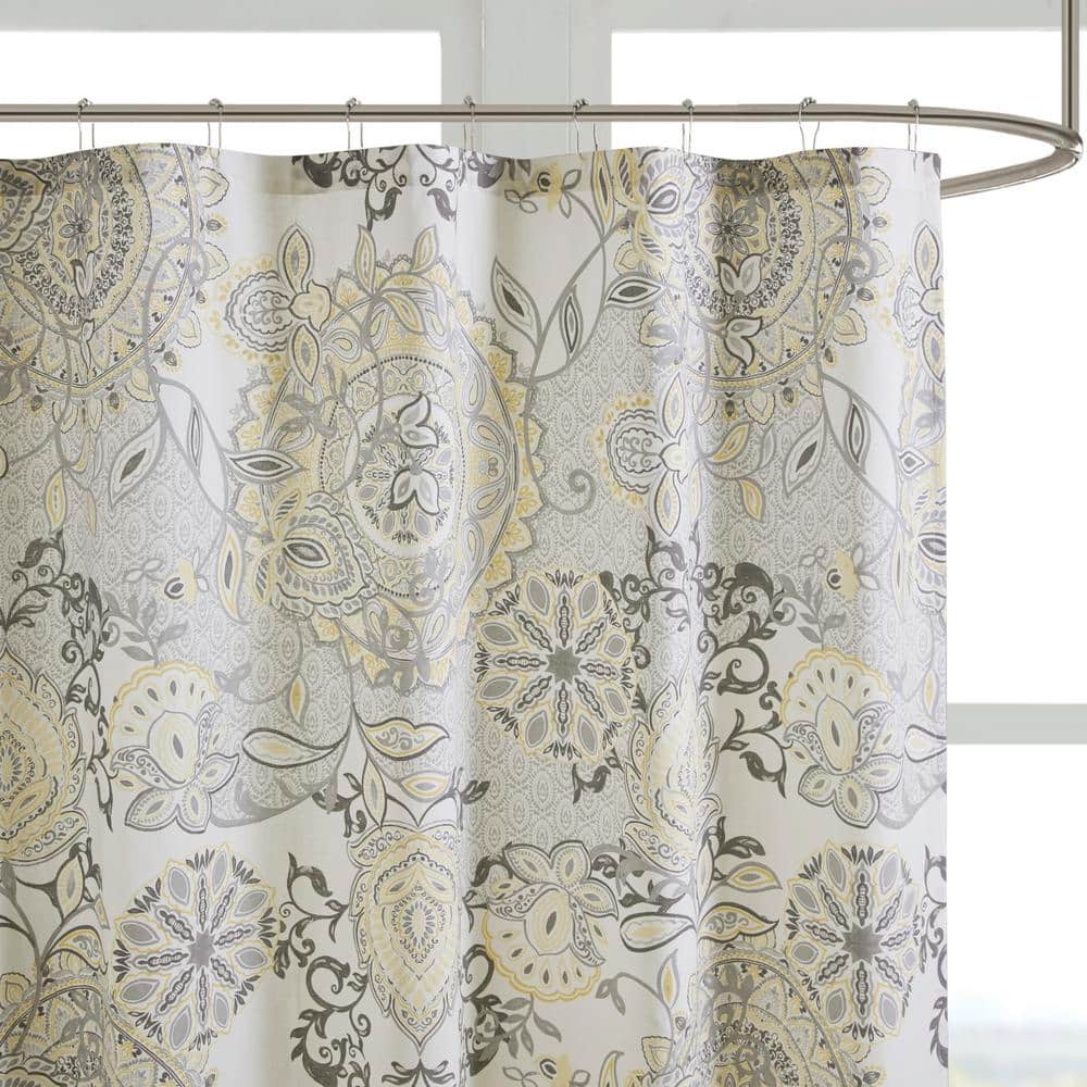 Madison Park Loleta 72 in. W x 72 in. L Cotton Percale in Yellow Shower Curtain (3)