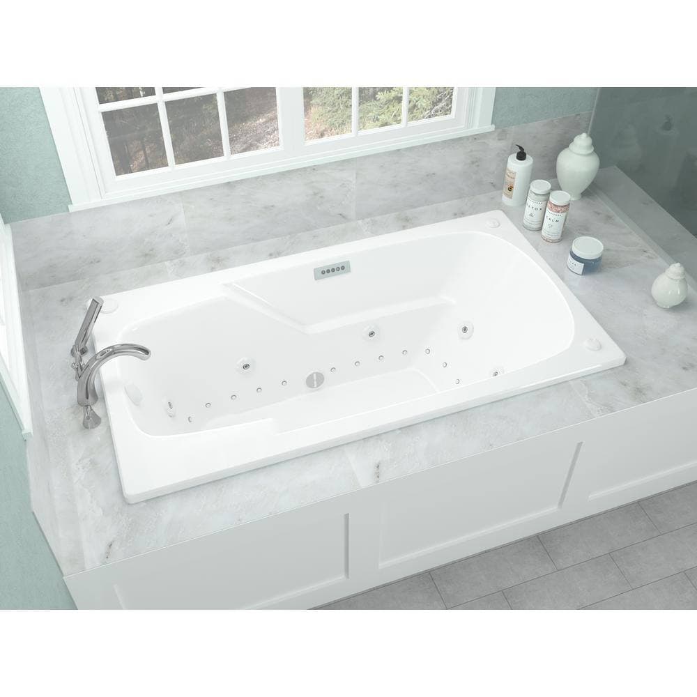 Universal Tubs Coral Diamond Series 6 ft. Right Drain Rectangular Drop-in Whirlpool and Air Bath Tub in White (3)