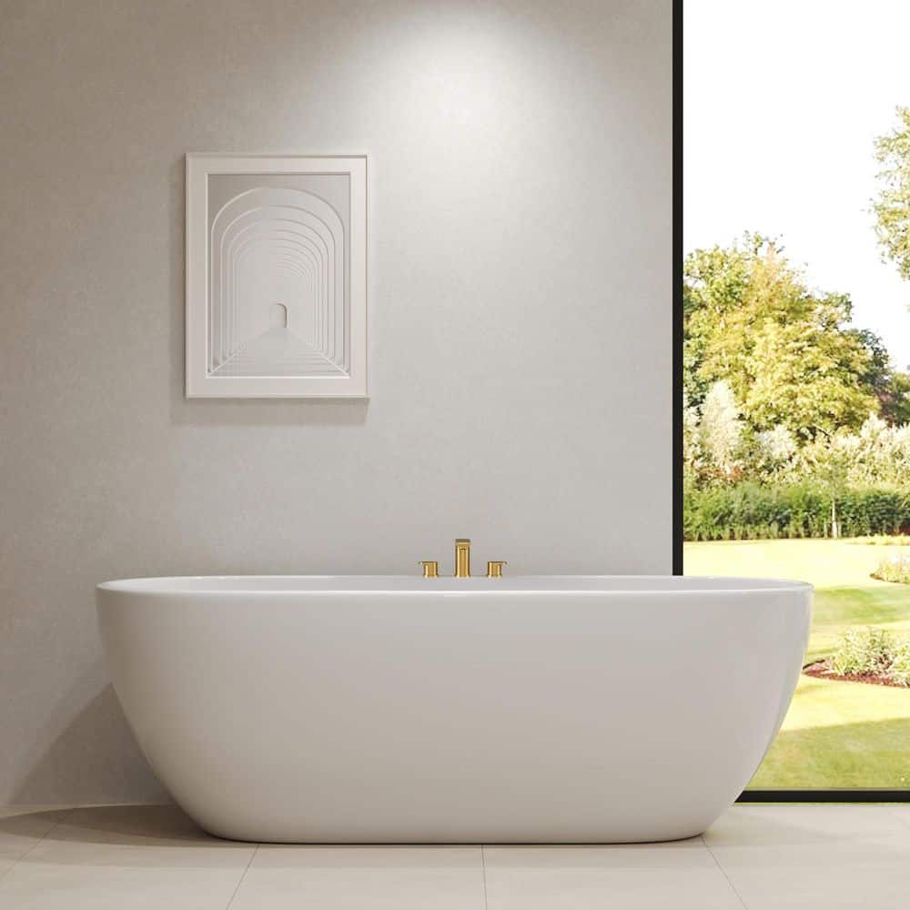YAWWALK Double Handle Deck Mount Roman Tub Faucet with 360° Swivel Spout in Brushed Gold (3)