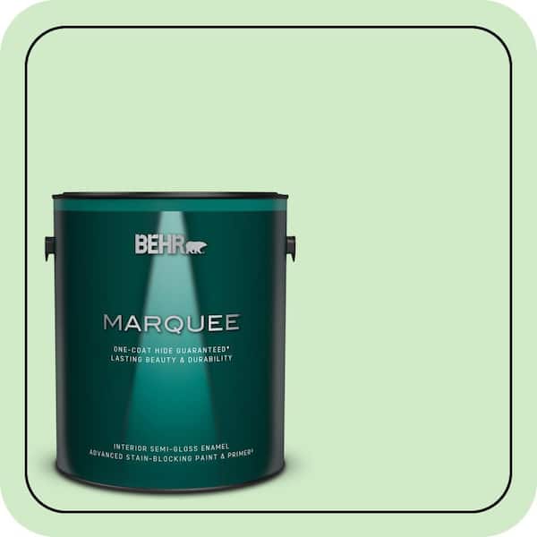 BEHR PREMIUM PLUS 5 gal. #440A-3 Mint Frappe Semi-Gloss Enamel Low Odor Interior Paint & Primer (2)