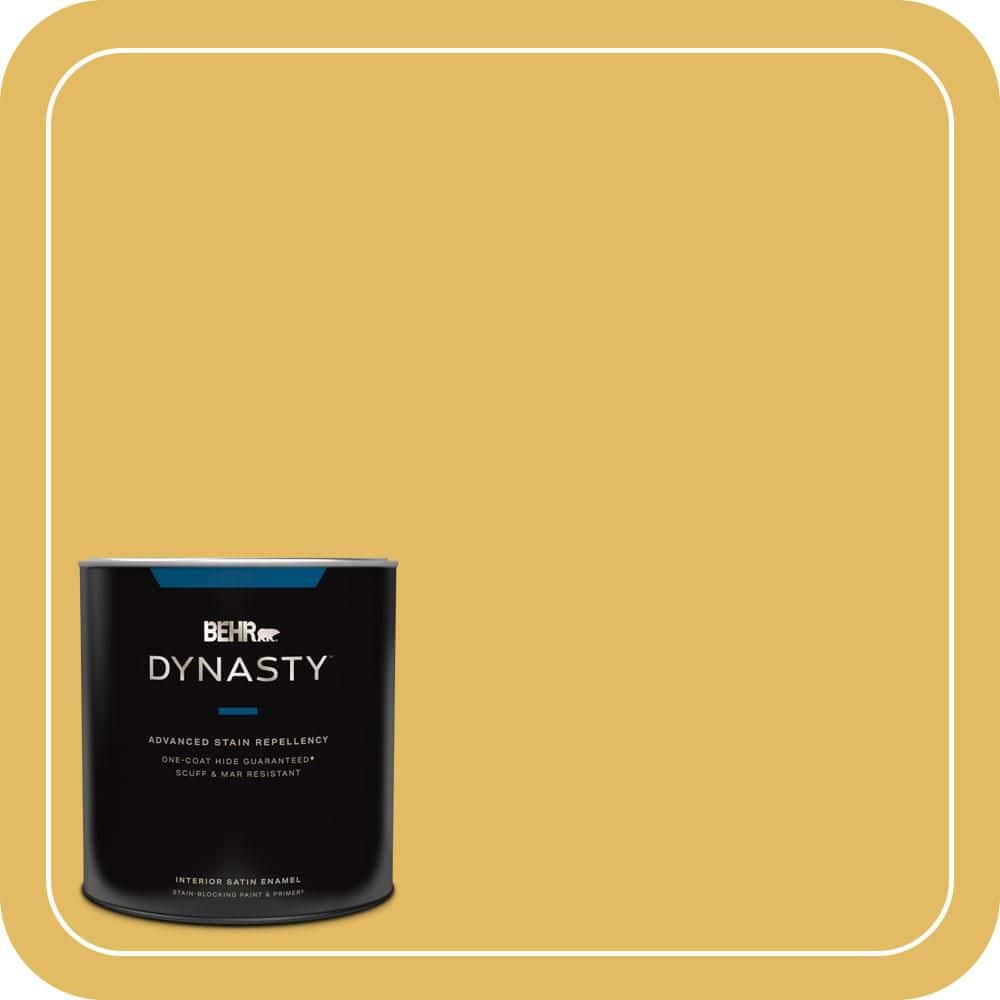 BEHR DYNASTY 1 qt. #MQ4-12 Dandelion Wish One-Coat Hide Satin Enamel Interior Stain-Blocking Paint & Primer