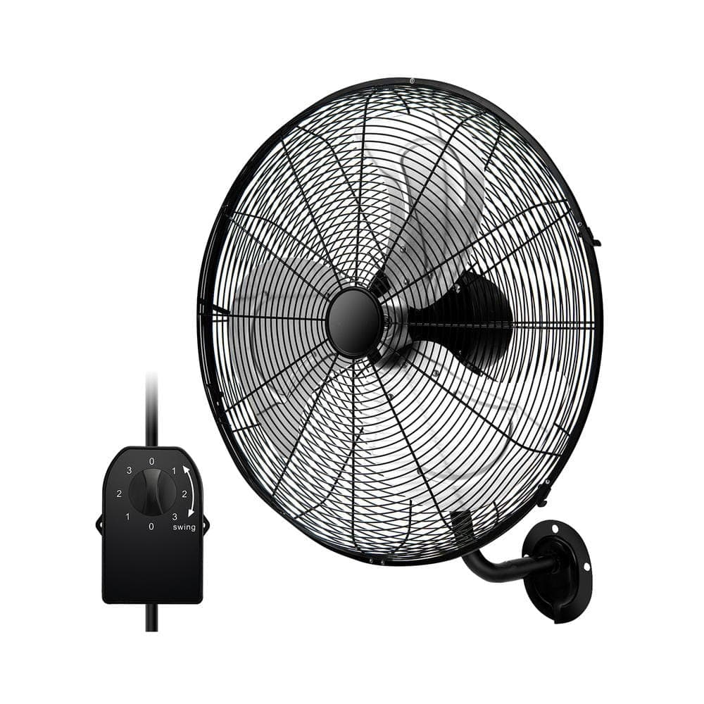 Hongge 20 Inch Wall Mount Fan with 3 Fan Speeds and Adjustable Tilt Head-Black