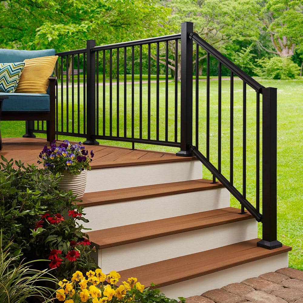 Fiberon CitySide 6 ft. Matte Aluminum Railing Kit Stair Blk (Includes 1 Crush Block, 12 Balusters, 15 Space (3)