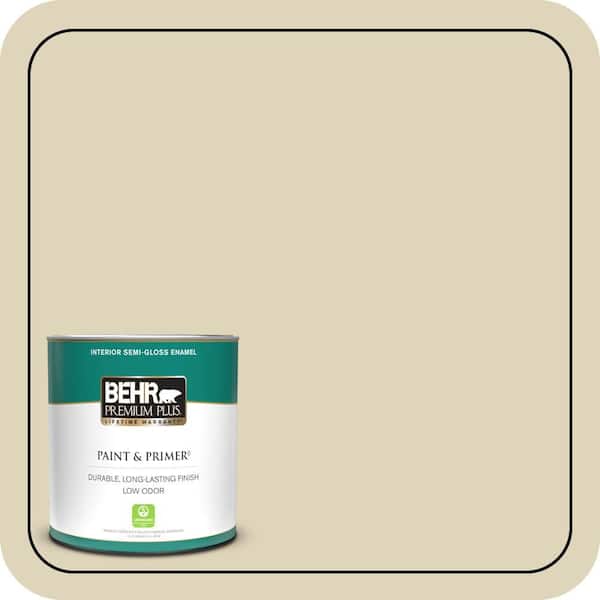 BEHR PREMIUM PLUS 1 qt. #S330-2 Caraway Seeds Semi-Gloss Enamel Low Odor Interior Paint & Primer (2)