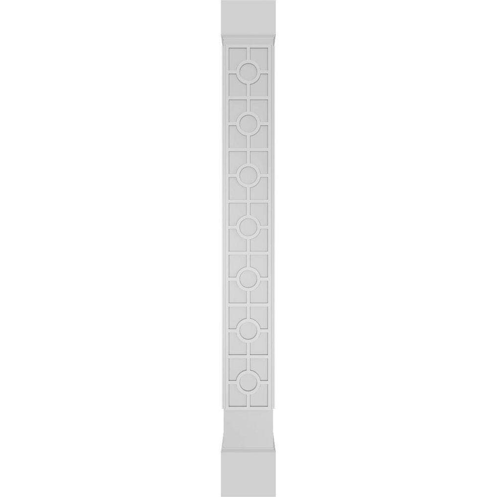 Ekena Millwork 11-5/8 in. x 9 ft. Premium Square Non-Tapered Koroluck Fretwork PVC Column Wrap Kit w/Standard Capital and Base (2)