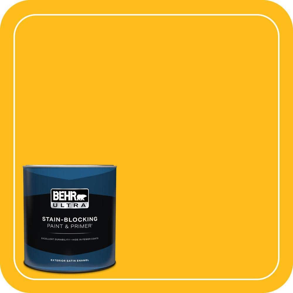 BEHR ULTRA 1 qt. #P290-7 Laser Lemon Satin Enamel Exterior Paint & Primer