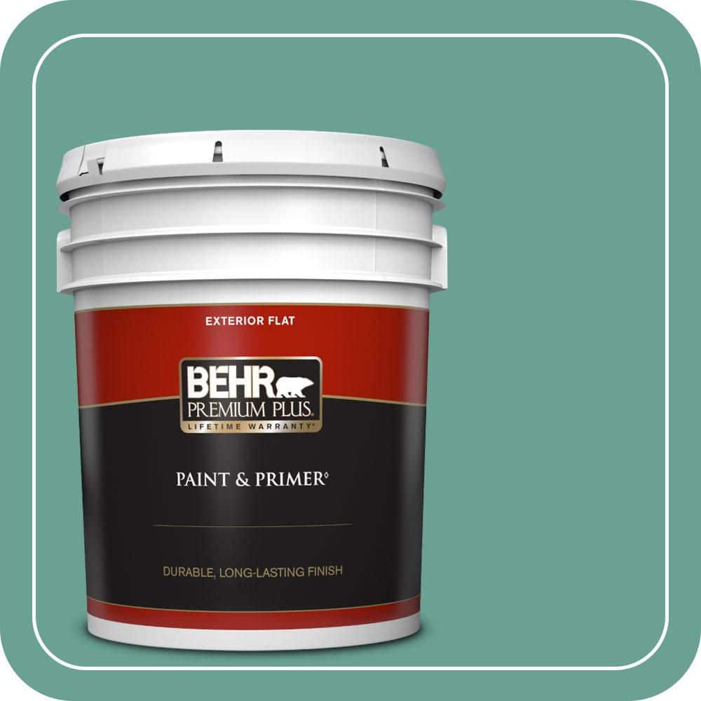 BEHR PREMIUM PLUS 5 gal. #T17-15 Jade Dragon Flat Exterior Paint & Primer