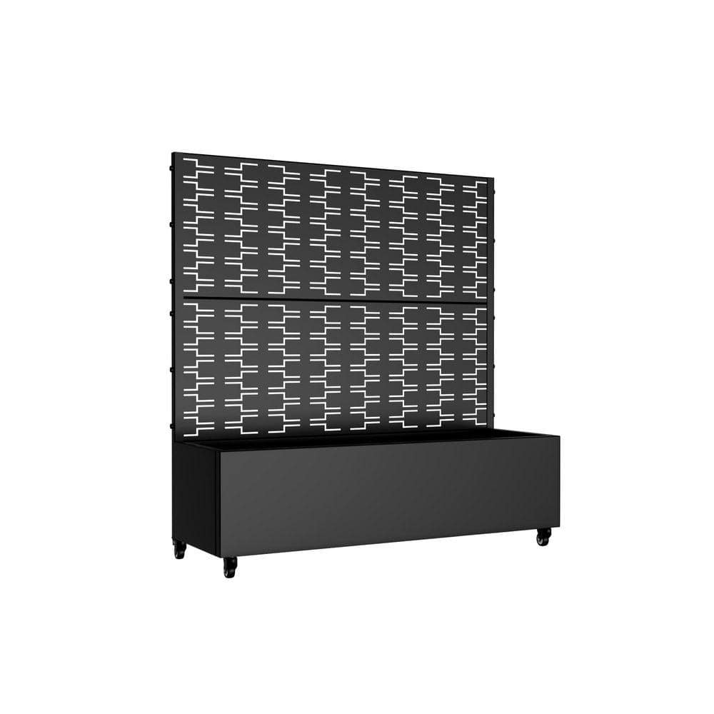 Lirago 47 in. H x 47 in. W Rectanglar Black Outdoor Metal Privacy Screen Planter Box Wall Decor in Brick Pattern (2)