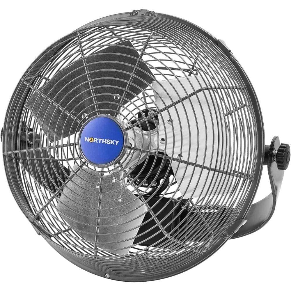 Stbine 12 in. 3-Speeds High Velocity Black indoor Wall Mounted Fan, 2,400 CFM, 360° Head Hit, for Greenhouse, Workshop, Garage (1)