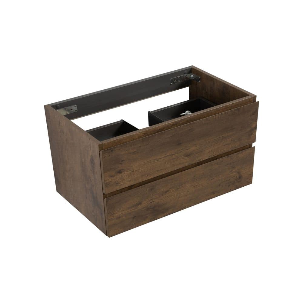 Unbranded 36 in. Floating Bath Vanity Cabinet in Brown without Top Pre-assembled with 2 Drawers (3)