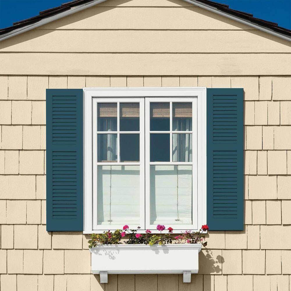 Glidden Premium 1 gal. PPG1149-7 Blue Bayberry Satin Exterior Latex Paint (4)