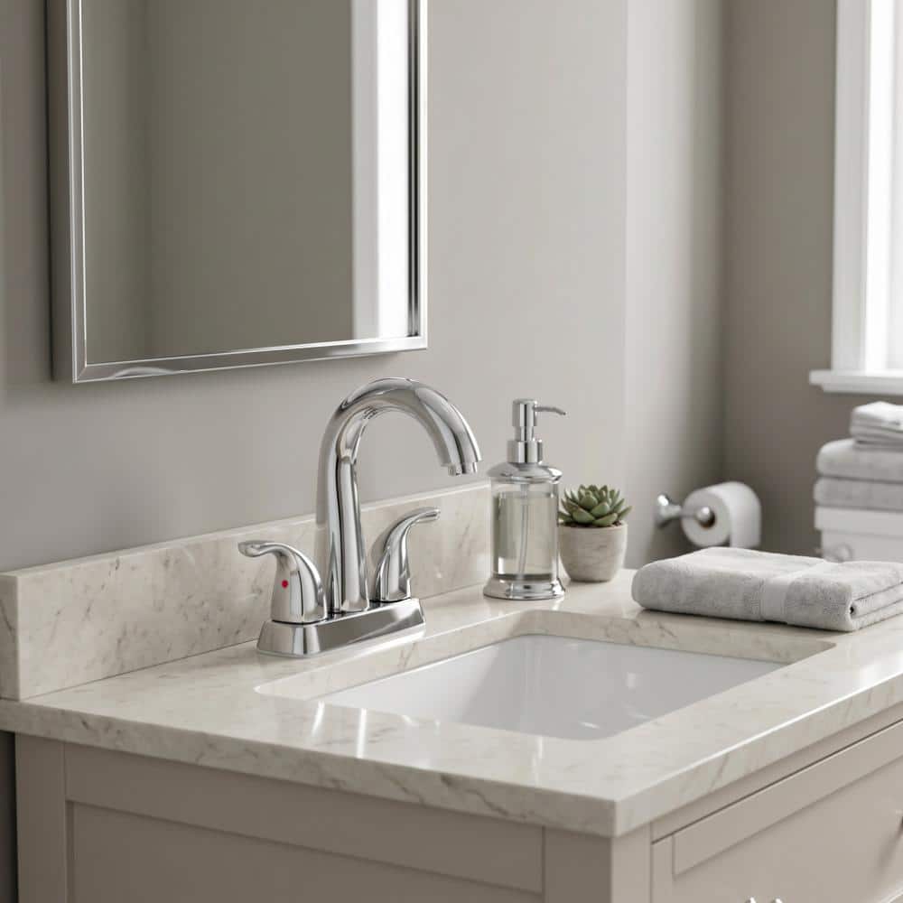 ALEASHA 4 in. Centerset Double Handle Gooseneck Bathroom Faucet in Polished Chrome (2)