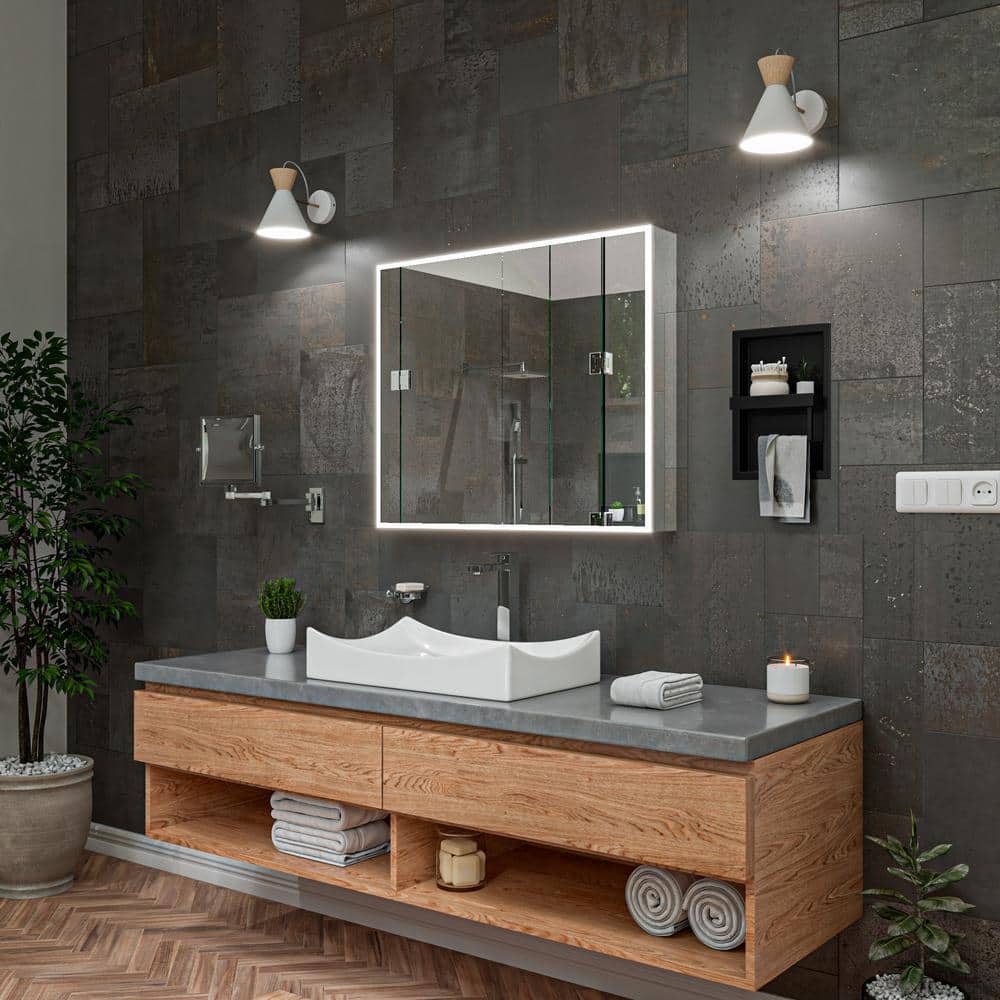 ALFI BRAND Brushed Black 14.5 in. x 10 in. x 1.75 in. Stainless Steel Bathroom Shelf (3)