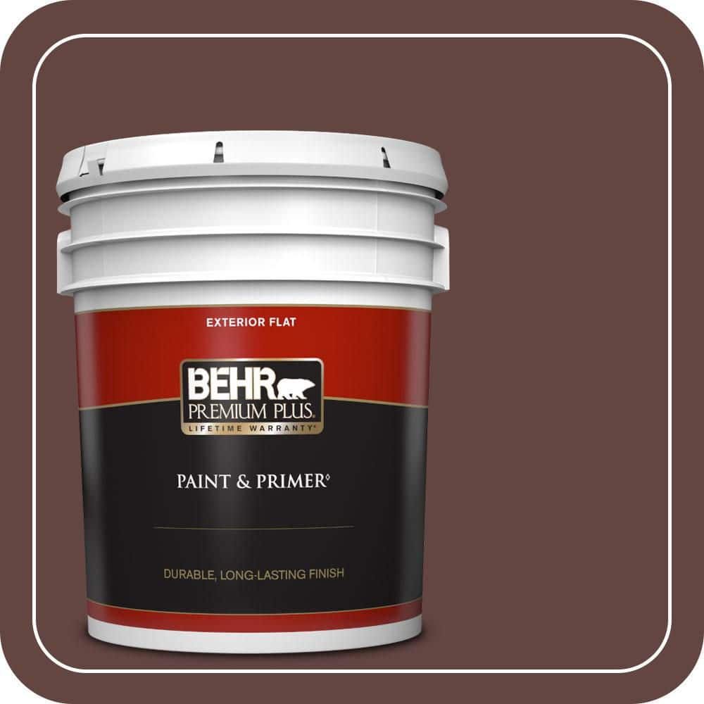 BEHR PREMIUM PLUS 5 gal. #PMD-62 Black Plum Flat Exterior Paint & Primer