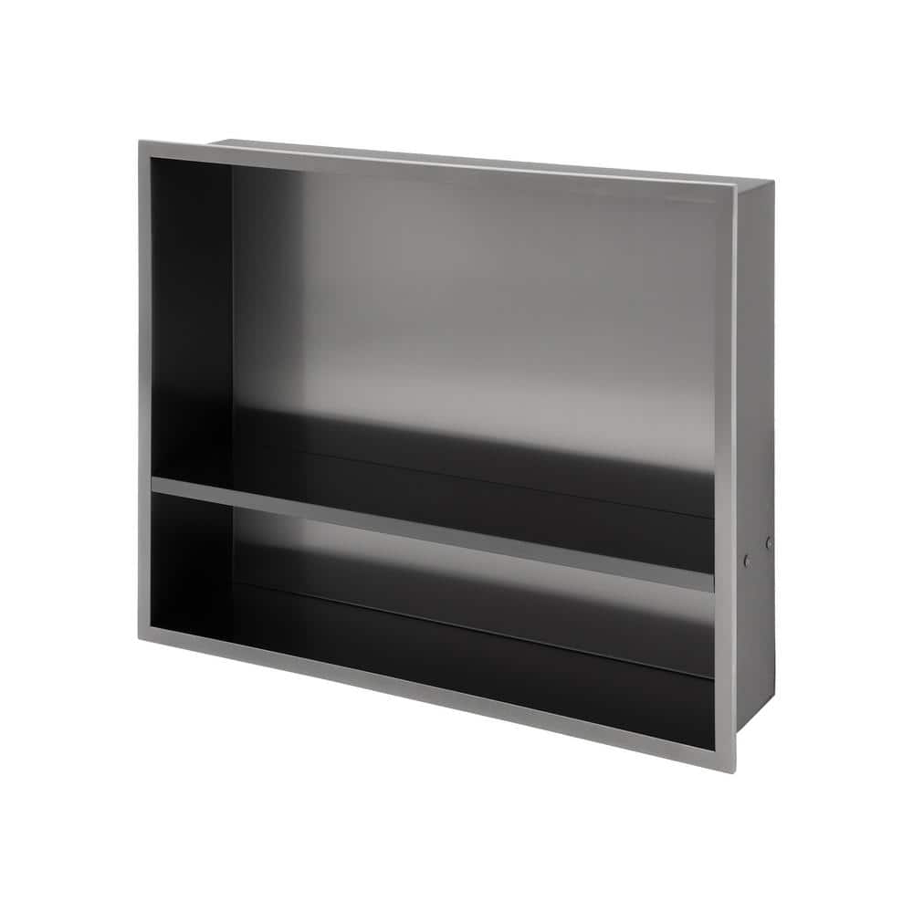 RAINLEX 19 in. W x 15 in. H x 3.94 in. D Stainless Steel Shower Niche (Set of 2) Pieces in Gunmetal Black (1)