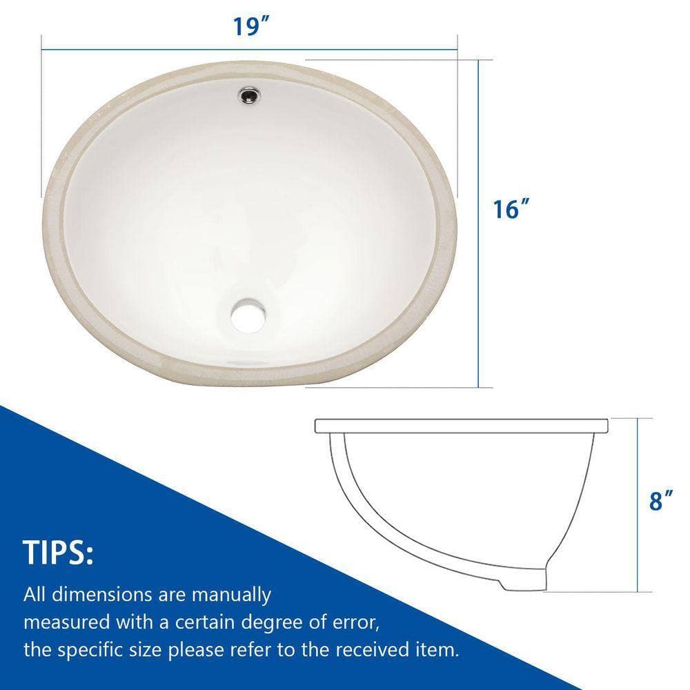 TCYO 19 in. Undermount Oval Bathroom Sink with Overflow Drain in White (2)