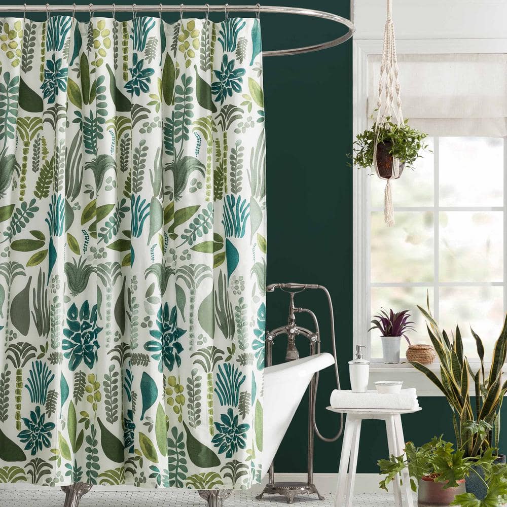 MAKERS COLLECTIVE 72 in. x 72 in. Jardin Green Cotton Shower Curtain by Jungalow