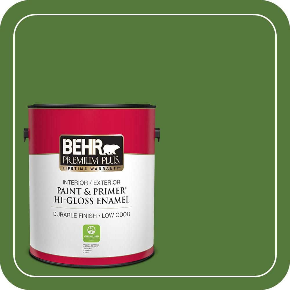 BEHR PREMIUM PLUS 1 gal. #P380-7 Luck of the Irish Hi-Gloss Enamel Interior/Exterior Paint & Primer (1)