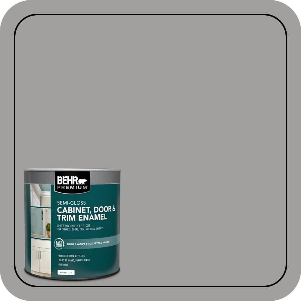 BEHR PREMIUM 1 qt. #MQ6-22 Gateway Gray Semi-Gloss Enamel Interior/Exterior Cabinet, Door & Trim Paint