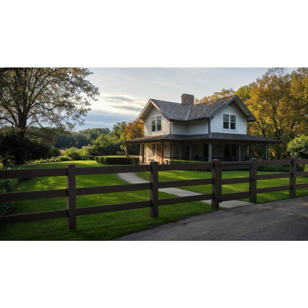Natures Composites Composite 3-Rail Corner Post with Post Cap for Traditional Ranch Rail System (5 in. x 5 in. x 64 in. L) Raven (Black) (3)