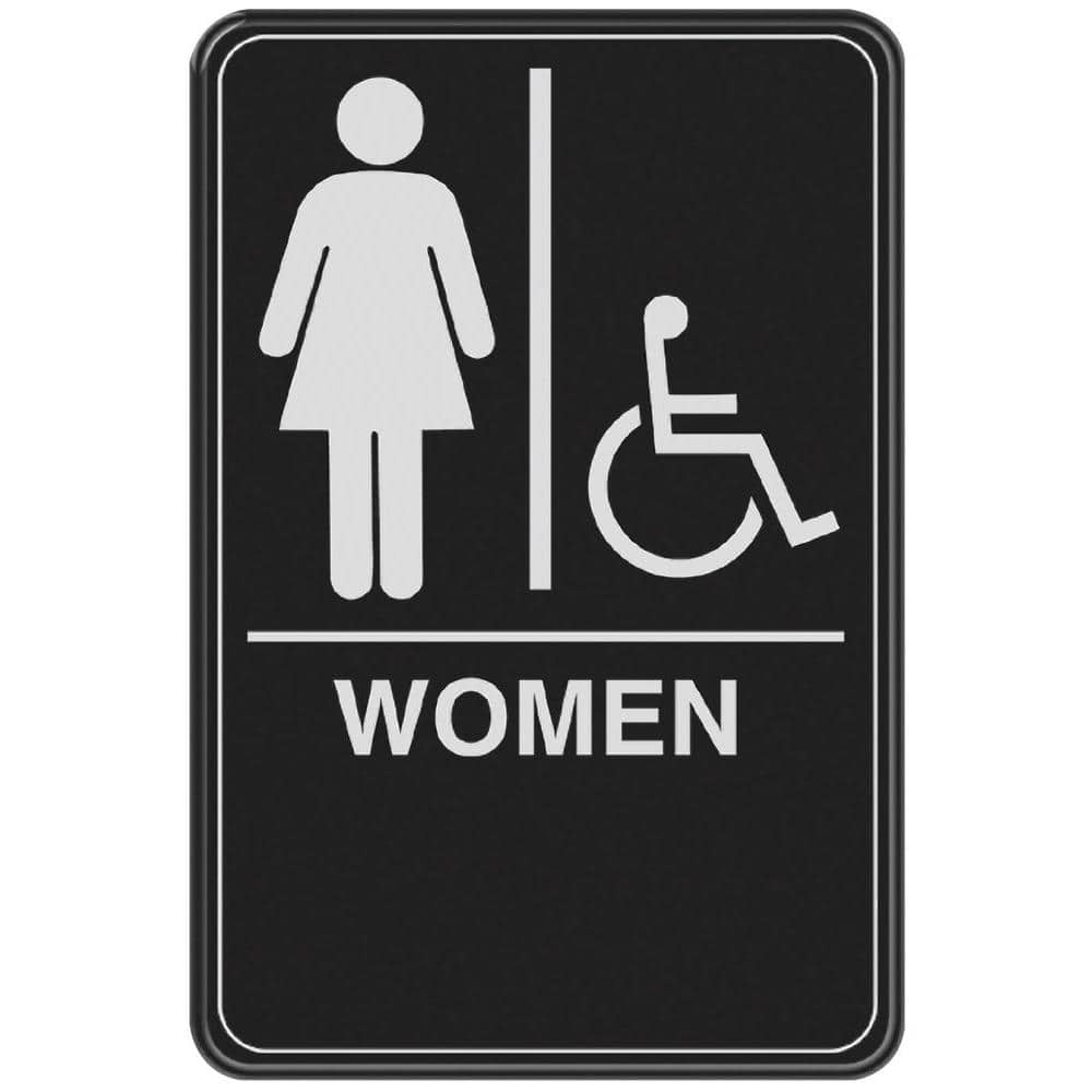 The Hillman Group 6 in. x 9 in. Women with Handicap Accessible Symbol Acrylic Restroom Sign with Braille