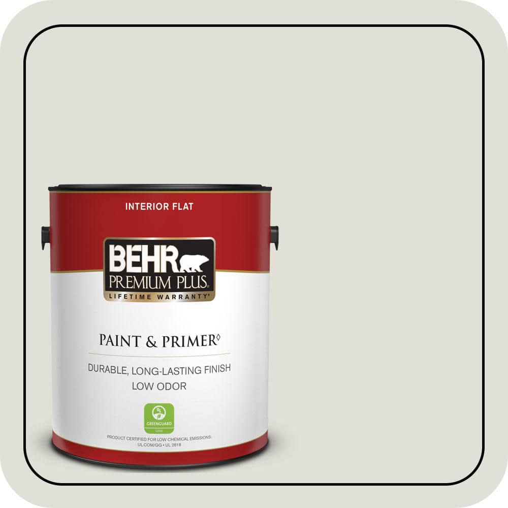 BEHR PREMIUM PLUS 1 gal. #N370-1 Roadster White Flat Low Odor Interior Paint & Primer