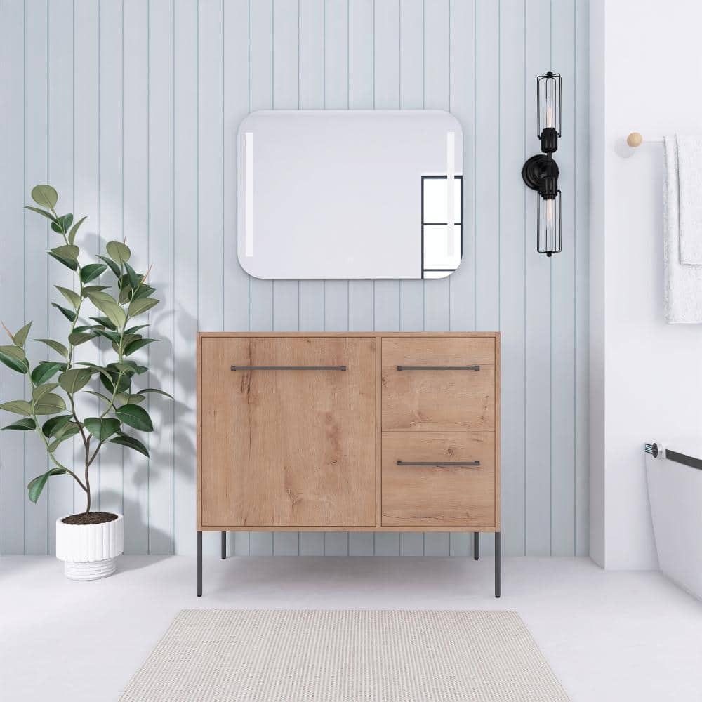UPIKER 36 in. Freestanding Bath Vanity Cabinet without Top in Imitative Oak Unassembled (1)