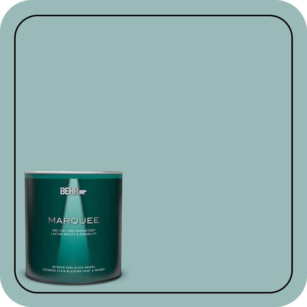 BEHR MARQUEE 1 qt. #PPU12-06 Lap Pool Blue One-Coat Hide Semi-Gloss Enamel Interior Paint & Primer