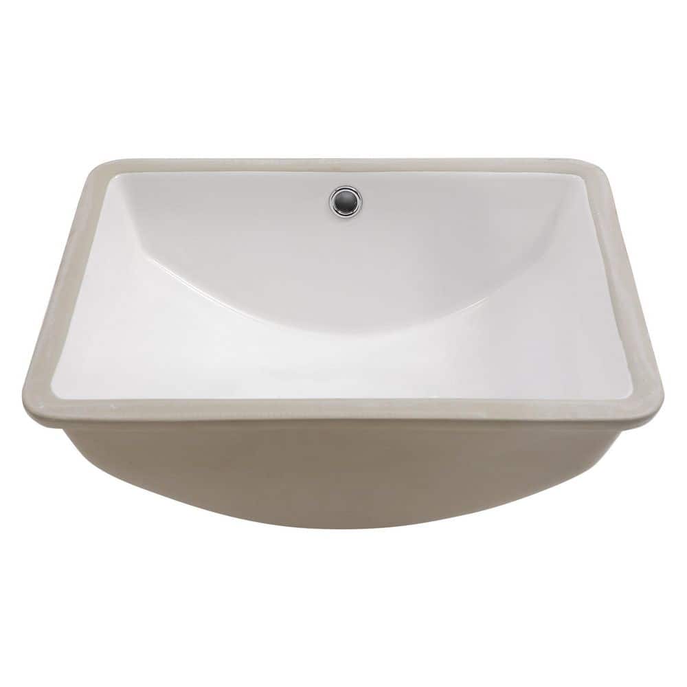 Coporesell 18.5 in. Undermount Rectangular Bathroom Sink with Overflow in White Ceramic