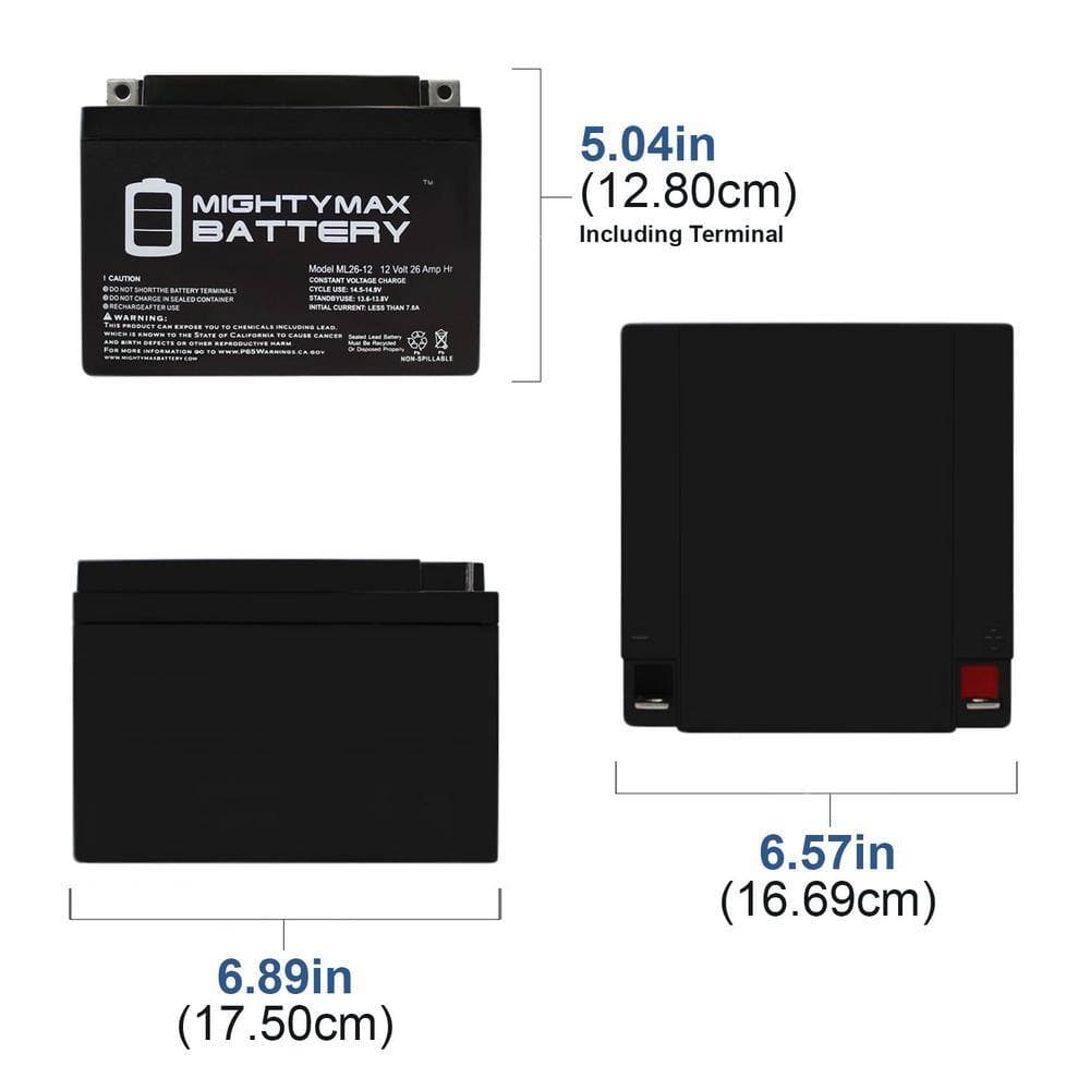 MIGHTY MAX BATTERY 12-Volt 26AH Replacement Battery for Apollo AV-1 DPV - 2 Pack (2)