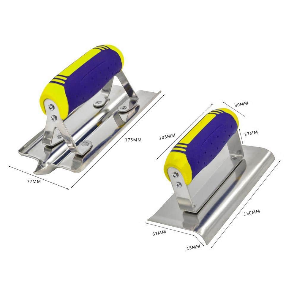 Angel Sar 3-Piece Concrete Tools Set, Pool Trowel (11" x 4") Plus Concrete Edger (6" x 3" 1/2"R) and Groover (6" x 3" 1/2"W 1/2"D) (2)