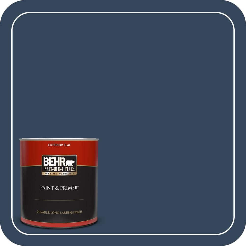 BEHR PREMIUM PLUS 1 qt. #MQ5-54 Compass Blue Flat Exterior Paint & Primer (1)