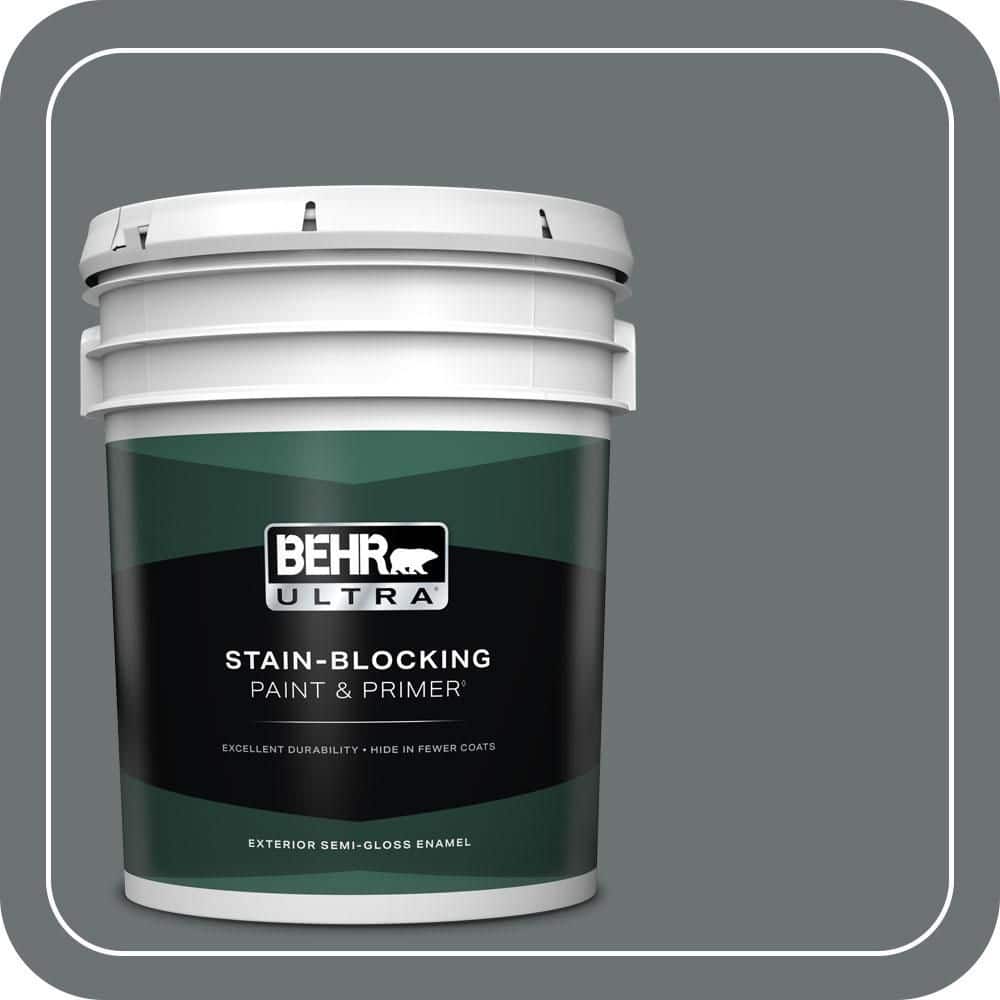 BEHR ULTRA 5 gal. #MQ5-28 Dawn Gray Semi-Gloss Enamel Exterior Paint & Primer