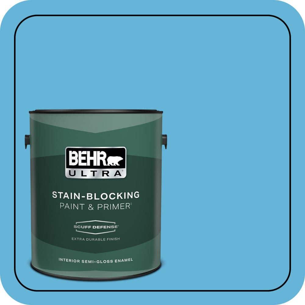 BEHR ULTRA 1 gal. #540B-5 Riviera Blue Extra Durable Semi-Gloss Enamel Interior Paint & Primer