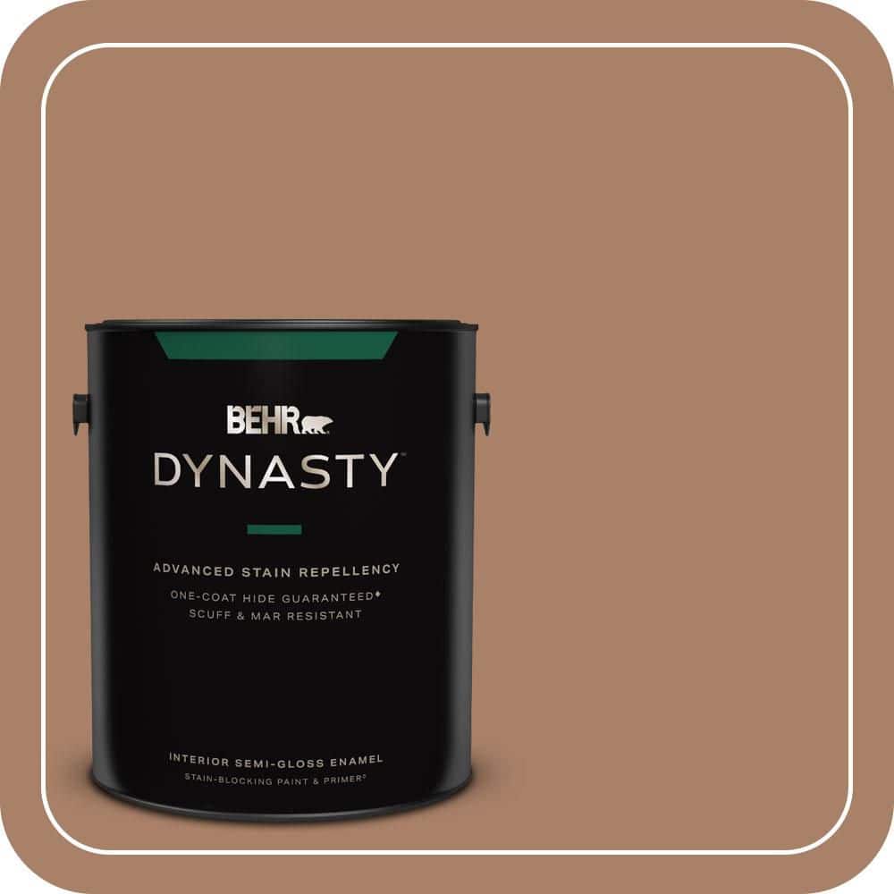 BEHR DYNASTY 1 gal. #MQ2-42 Warm Cognac One-Coat Hide Semi-Gloss Enamel Interior Stain-Blocking Paint & Primer