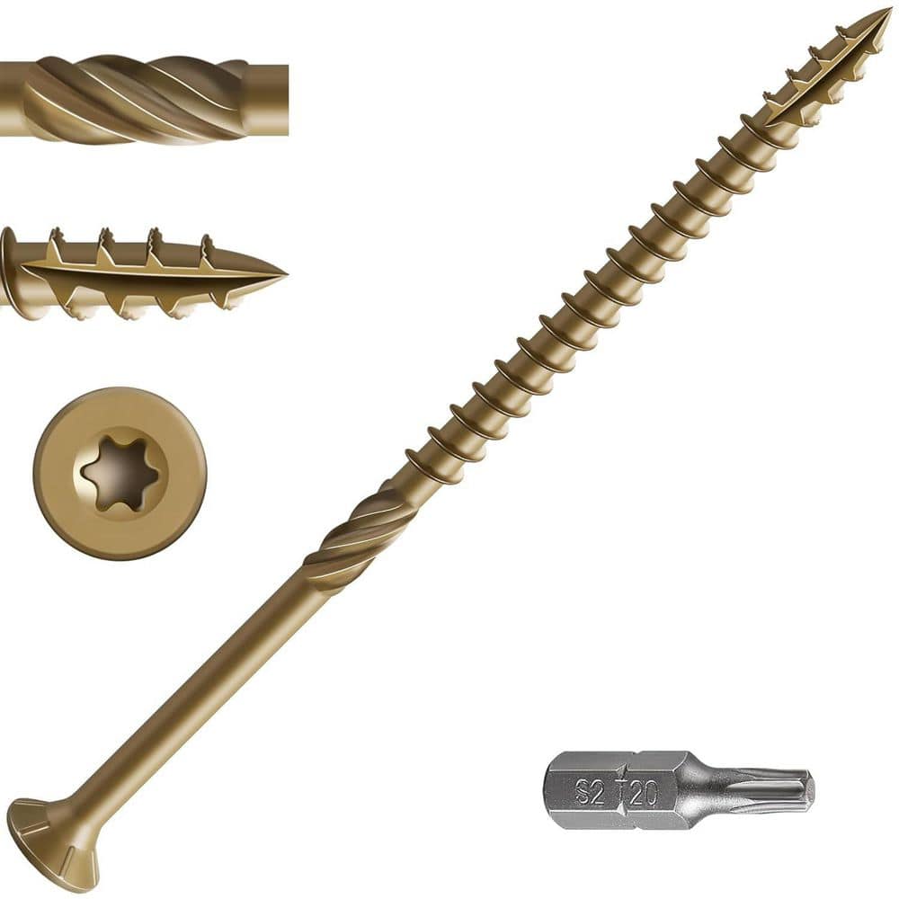 Afoxsos Steel Bronze Rust Resistant Serrated Thread Deck Screws (106-Pack) (1)
